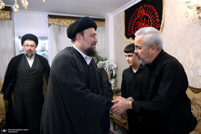 دیدار سیدحسن خمینی با خانواده سپهبد شهید محمد باقری