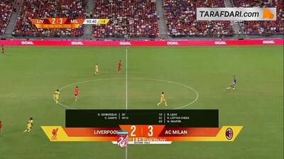 گل دوم نوآ اوکافور به لیورپول روی اشتباه مدافعان و دروازه‌بان (لیورپول 2-4 میلان) - پارس فوتبال
