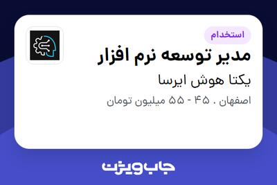  استخدام مدیر توسعه نرم افزار در یکتا هوش ایرسا