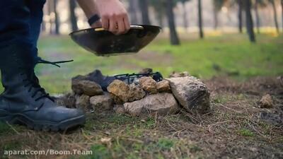 آشپزی در جنگل | نرگسی اسفناج | غذای خوشمزه برای گیاهخواران