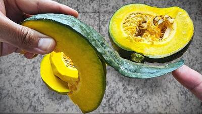 نحوه پوست کندن کدو ژاپنی به راحتی و بدون بریدن دست