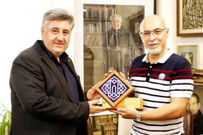 دیدار دکتر پایان با استاد مجتبی نخجوانی وتجلیل از نقش هنرمندان در تعالی جامعه