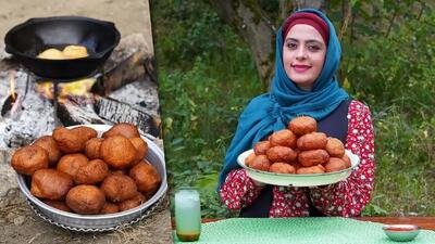 غذای روستایی در ایران؛ تهیه پیراشکی مرغ در طبیعت (فیلم)