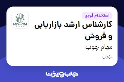 استخدام کارشناس ارشد بازاریابی و فروش در مهام چوب