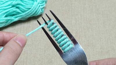ایده های خلاقانه برای ساخت گل با نخ کاموایی و چنگال!