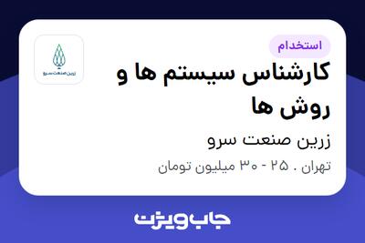 استخدام کارشناس سیستم ها و روش ها در زرین صنعت سرو