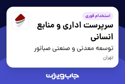 استخدام سرپرست اداری و منابع انسانی در توسعه معدنی و صنعتی صبانور