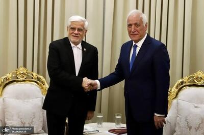 عکس/ دیدار معاون اول رئیس‌جمهور ایران با رئیس‌جمهور ارمنستان