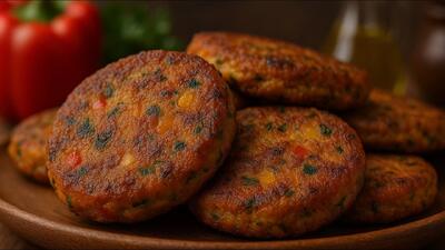 کتلت عربی بدون گوشت و تخم مرغ / خوشمزه سالم و بدون جذب روغن کتلت گیاهی مخصوص وگان ها