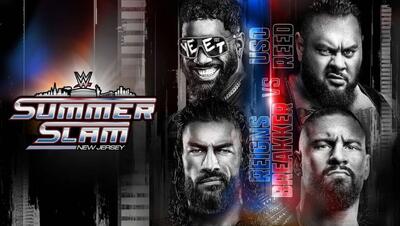 خلاصه بازی رومن رینز و جی اوسو مقابل بران بریکر و برانسون رید در رویداد سامراسلم 2025 WWE - پارس فوتبال