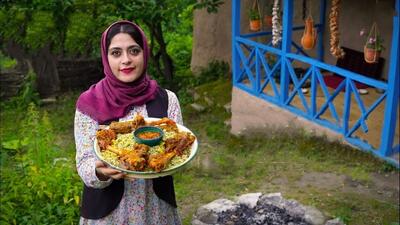 پخت باقالی پلو با ماهیچه بره توسط بانوی روستایی (فیلم)