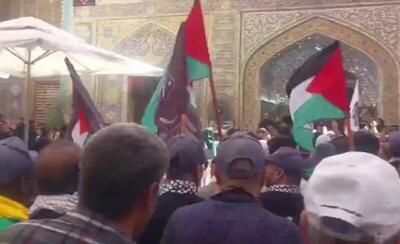 فیلم/ حضور عاشقان امام علی(ع) با پرچم فلسطین در نجف اشرف