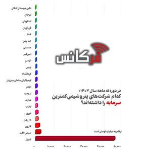 در دوره نه‌ماهه سال 1403؛ کدام شرکت‌های پتروشیمی کمترین سرمایه را داشته‌اند؟ + اینفوگرافی