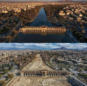 تصویر تکان‌دهنده از زاینده‌رود در گذر زمان