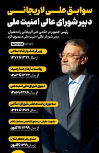 اینفوگرافیک/ سوابق علی لاریجانی دبیر شورای عالی امنیت ملی- گرافیک و کاریکاتور اینفوگرافیک تسنیم | Tasnim