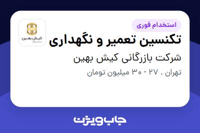 استخدام تکنسین تعمیر و نگهداری - آقا در شرکت بازرگانی کیش بهین