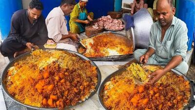 طرز تهیه بریانی تند با مرغ در کراچی پاکستان (فیلم)