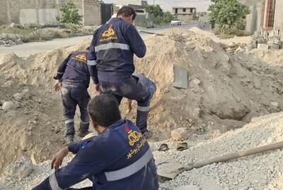 برخورد بیل مکانیکی با شبکه گاز شهری در بنک