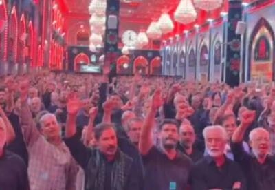 فیلم/ طنین شعار  ابالفضل علمدار خامنه‌ای نگهدار  در حرم سیدالشهدا