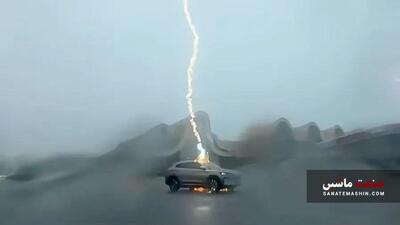 صحنه خارق العاده ایمنی BYD Song Plus با برخورد 3 صاعقه