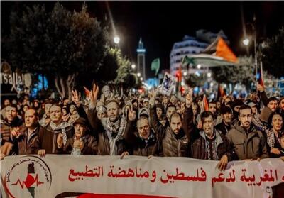 تظاهرات در شهر  طنجه   مغرب در حمایت از فلسطین - تسنیم