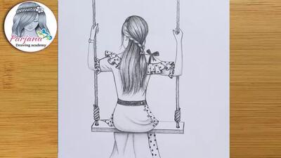نقاشی زیبا دختر با مداد