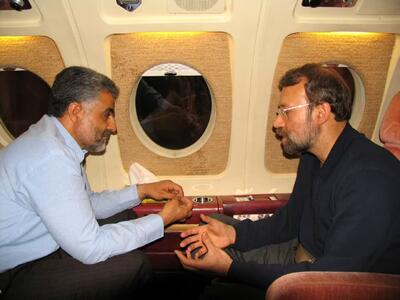 حضور لاریجانی در محل شهادت سردار سلیمانی در عراق/ عکس
