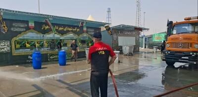 استمرار خدمت‌رسانی بی‌وقفه آتش‌نشانان اهوازی در مرز چذابه و مسیر شیب عراق