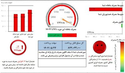 عکس/ قبض پرمصرف‌ترین مشترک برق ایران | اقتصاد24