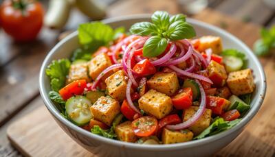 طرز تهیه سالاد توفو برای وعده های غذایی سبک و رژیمی