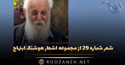 شعر شماره ۲۹ از مجموعه اشعار هوشنگ ابتهاج؛ عمری به سر دویدم در جست وجوی یار ...