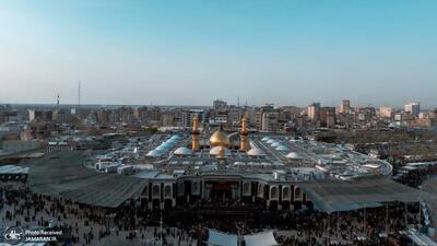 تصاویر هوایی از بین‌الحرمین کربلا در روز اربعین