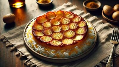طرز تهیه ته‌دیگ سیب‌زمینی ترد و طلایی