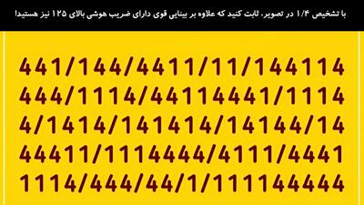 با تشخیص ۱/۴ در تصویر، ثابت کنید که علاوه بر بینایی قوی دارای ضریب هوشی بالای ۱۲۵ نیز هستید!