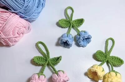 ساخت جاسوئیچی و آویز گل زنگوله ای با قلاب بافی