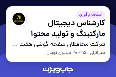 استخدام کارشناس دیجیتال مارکتینگ و تولید محتوا در شرکت محافظان صفحه گوشی هفت یازده منطقه آزاد انزلی