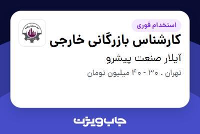استخدام کارشناس بازرگانی خارجی - خانم در آیلار صنعت پیشرو