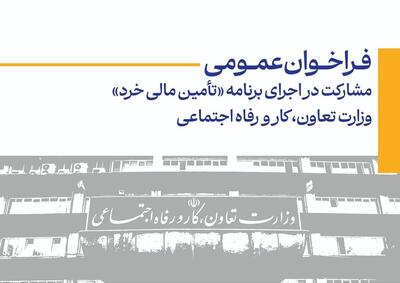 فراخوان عمومی مشارکت در اجرای برنامه «تأمین مالی خرد» وزارت تعاون، کار و رفاه اجتماعی منتشر شد