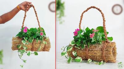 تبدیل کاه برنج به گلدان های آویز خلاقانه!
