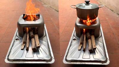 سینک قدیمی رو به یک اجاق چوبی شیک تبدیل کن
