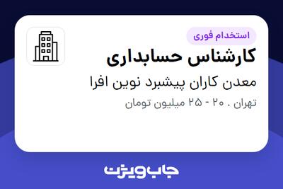استخدام کارشناس حسابداری در معدن کاران پیشبرد نوین افرا