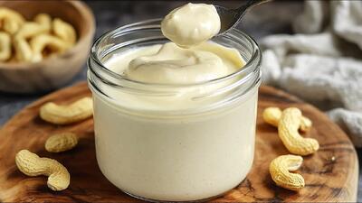 طرز تهیه سس مایونز سالم و طبیعی با بادام هندی