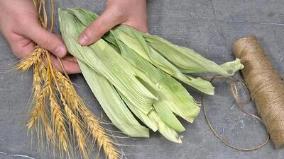 ساخت دیوارکوب زیبا با پوسته ذرت و خوشه جو!