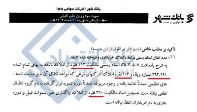 معامله ۳۹ هزار میلیارد تومانی املاک بانک شهر با قولنامه