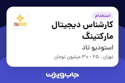  استخدام کارشناس دیجیتال مارکتینگ در استودیو تاد