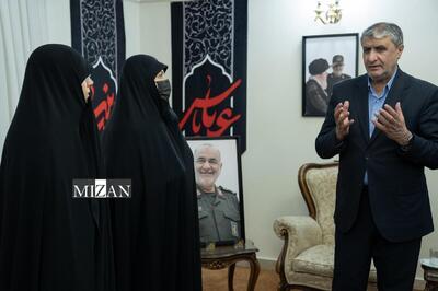 دیدار رئیس سازمان انرژی اتمی با خانواده شهدای تجاوز رژیم صهیونیستی