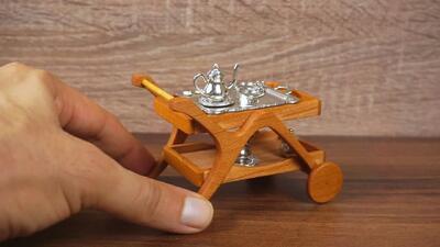 راهنمای ساخت گاری چای مینیاتوری با سرویس نقره ای جذاب
