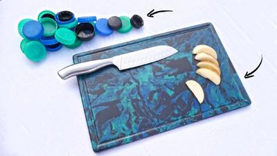 تخته برش خلاقانه از درب بطری های پلاستیکی!