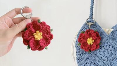 آموزش بافت گل صد تومانی قلاب بافی برای سنجاق سینه، اکسسوری مو، آویز کیف!
