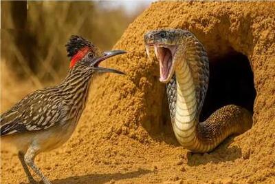 مستند حیات وحش /  صحنه دلهره آور خورد کردن جمجمه مار توسط رودرانر سمج